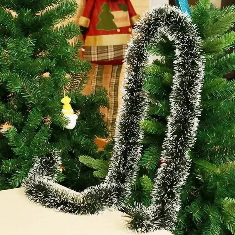 2M Wholesale Christmas Ribbon Garland Green Cane Tinsel Ribbons Xmas Tree Hanging Pendent Wreath Ornaments Home Party Supplies