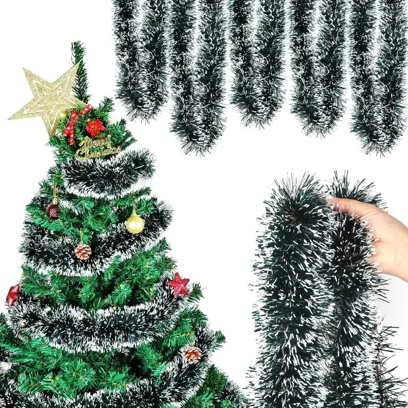 2M Wholesale Christmas Ribbon Garland Green Cane Tinsel Ribbons Xmas Tree Hanging Pendent Wreath Ornaments Home Party Supplies