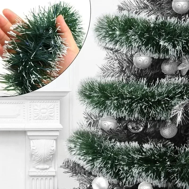 2M Wholesale Christmas Ribbon Garland Green Cane Tinsel Ribbons Xmas Tree Hanging Pendent Wreath Ornaments Home Party Supplies