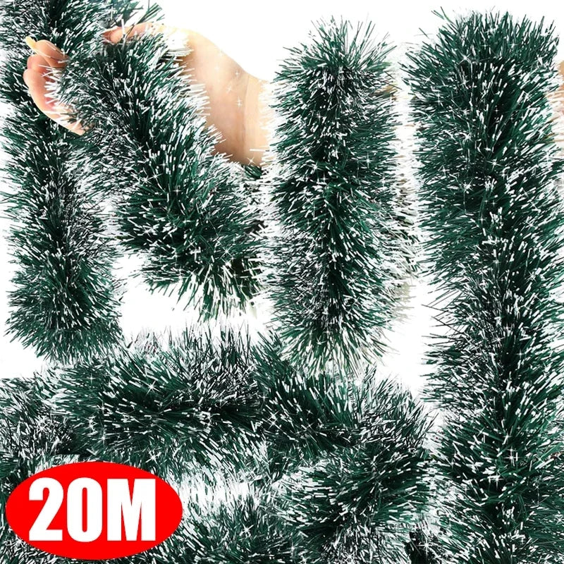 2M Wholesale Christmas Ribbon Garland Green Cane Tinsel Ribbons Xmas Tree Hanging Pendent Wreath Ornaments Home Party Supplies