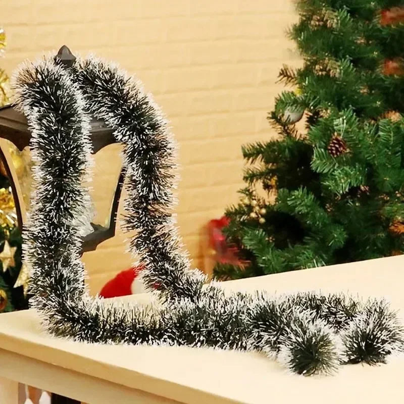 2M Wholesale Christmas Ribbon Garland Green Cane Tinsel Ribbons Xmas Tree Hanging Pendent Wreath Ornaments Home Party Supplies