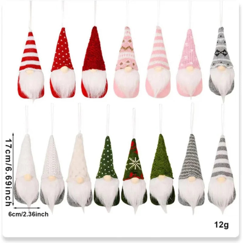 3pcs Christmas Hanging Decorations, Swedish Handmade Plush Santa Elves, Holiday Tree Ornaments, Home Christmas Decor