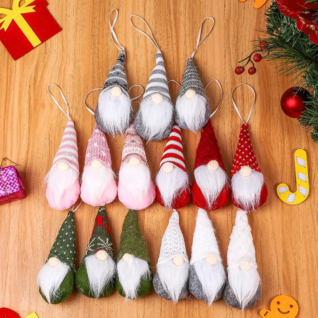 3pcs Christmas Hanging Decorations, Swedish Handmade Plush Santa Elves, Holiday Tree Ornaments, Home Christmas Decor