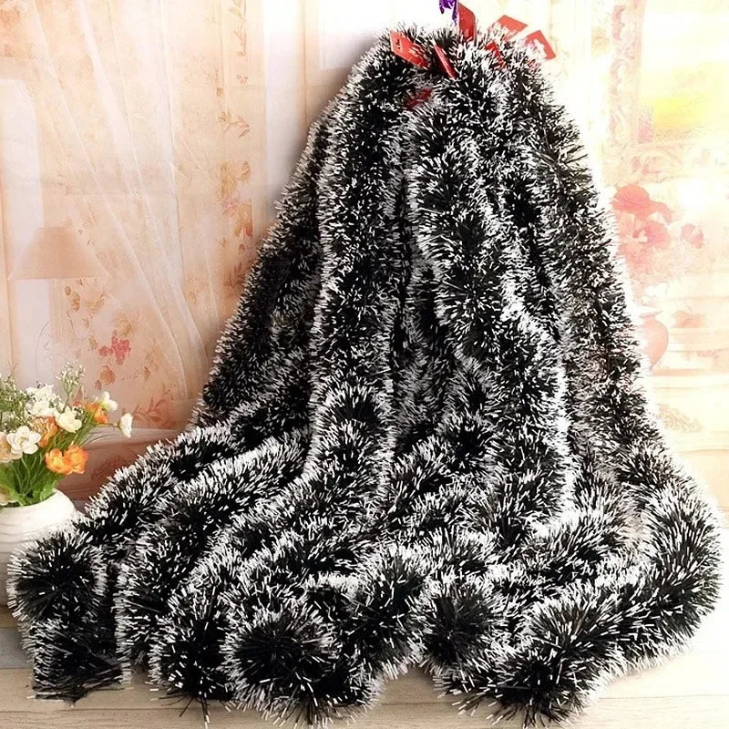 2M Wholesale Christmas Ribbon Garland Green Cane Tinsel Ribbons Xmas Tree Hanging Pendent Wreath Ornaments Home Party Supplies